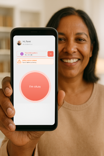 Older adult using a phone at home